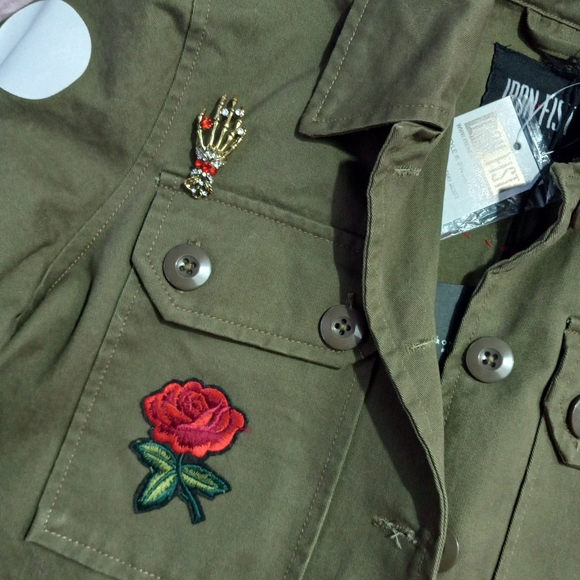 SOLD @MARKET BONE IN Iron fist custom WIPs by Rage Jackets! OOAK punk/goth - Picture 4 of 15